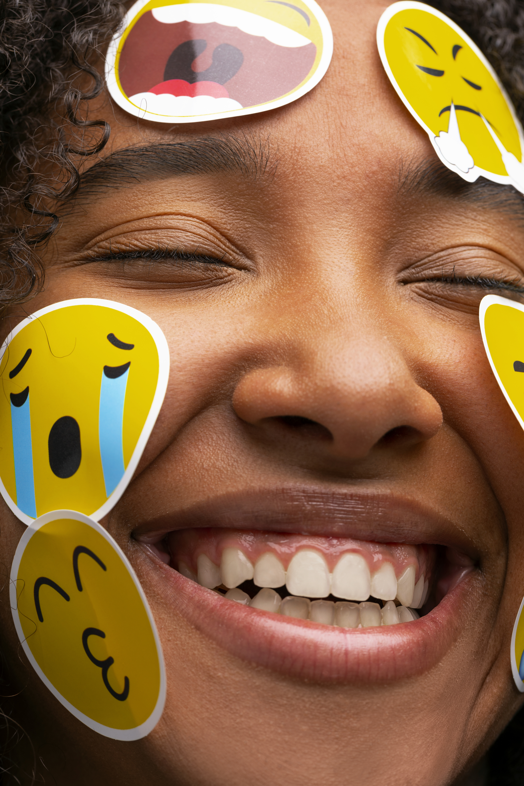 smiley-woman-with-emojis-face-front-view