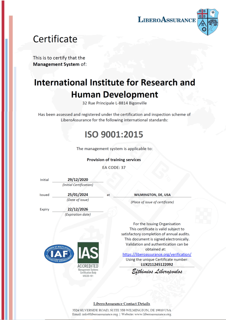 e-CERT-9 International Institute for Research and Human Development